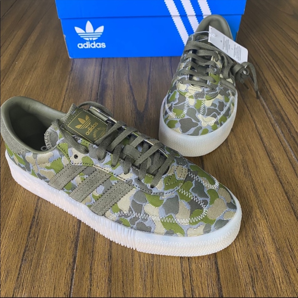 FLASH SALE! Adidas Sambarose camo green casual sneaker shoe - Picture 2 of 9